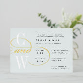 Klassieke Vlourish Monogram repesial Dinner Folie Uitnodiging (Staand Voorkant)