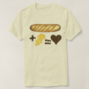 Klassieke voedselbroekbal + boter = liefdeshart t-shirt