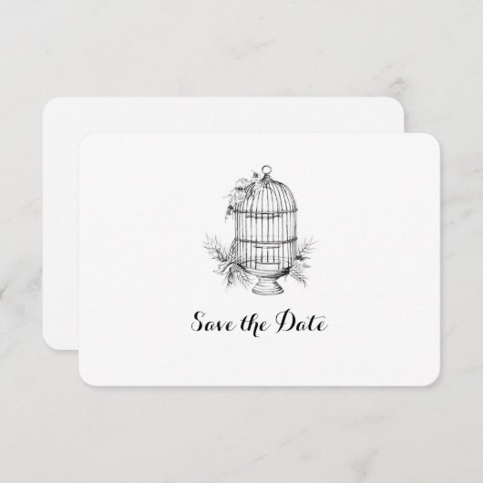 Klassieke vogelkooi gepersonaliseerde Save the Dat Kaart (Voorkant / Achterkant)