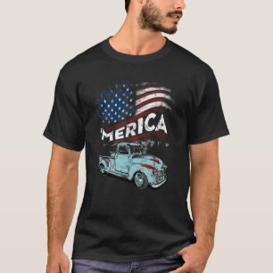 Klassieke vrachtwagen Amerika Amerikaanse vlag met T-shirt