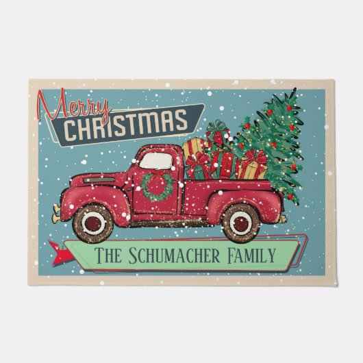  Klassieke  Vrachtwagen kerst Deurmat (Voorkant)