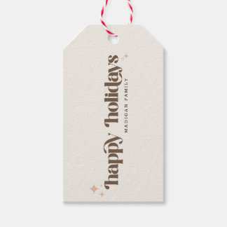 Klassieke vrolijke feestdagen Familie Retro Kerstm Cadeaulabel