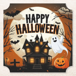 Klassieke vrolijke Halloween kunst Kartonnen Onderzetters