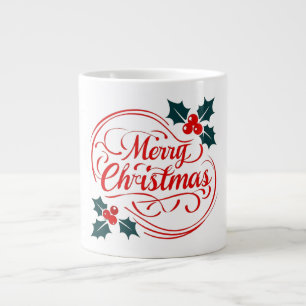 Klassieke vrolijke kerst Holly Berry Holiday Art Extra Grote Beker