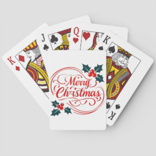 Klassieke vrolijke kerst Holly Berry Holiday Art Pokerkaarten