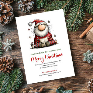 Klassieke Vrolijke Kerstman Speelse Kerst Groet Feestdagenkaart