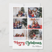 Klassieke Vrolijke Kerstmis Verticale Negen Foto Feestdagenkaart (Voorkant)