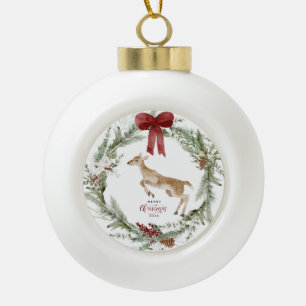 Klassieke Vrolijke Kerstwinter vakantie krans Keramische Bal Ornament