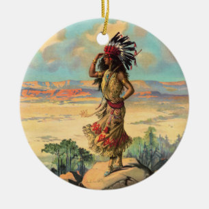 Klassieke vrouw van inheemse Amerikaanse afkomst m Keramisch Ornament