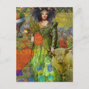 Klassieke vrouwportret gotische kunst in vintage s briefkaart