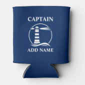 Klassieke vuurtoren Kapitein of Boat Name Navy Blu Blikjeskoeler (Voorkant)