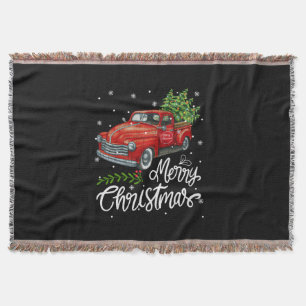 Klassieke Wagen Rode Truck Kerstboom Pyjama Fami Deken