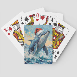 Klassieke Walvis met Kerstmuts Kerst Scene Pokerkaarten