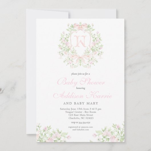 Klassieke Wapenschild Baby Shower Uitnodiging (Voorkant)