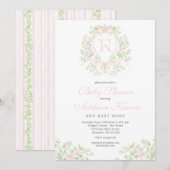 Klassieke Wapenschild Baby Shower Uitnodiging (Voorkant / Achterkant)