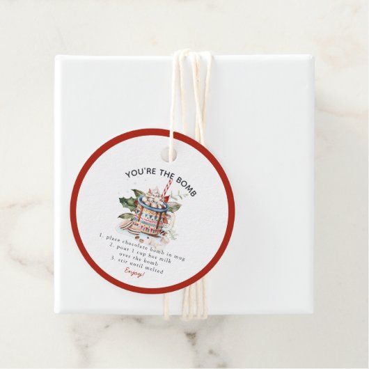 Klassieke warme chocolade bomb kerst bedankjes labels (In situ)