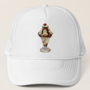 Klassieke warme chocolade ijscoupes desserts trucker pet