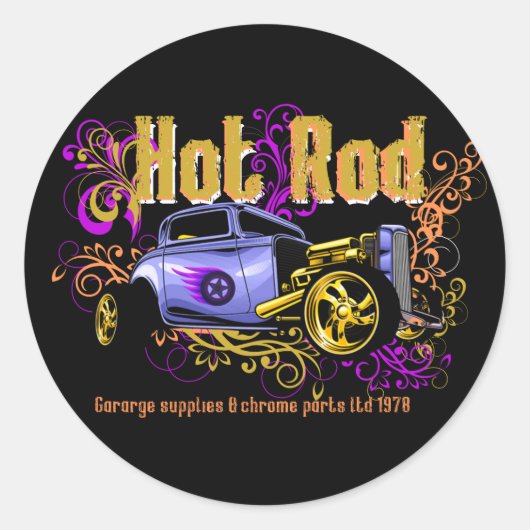 Klassieke warmgewalste auto ronde sticker (Voorkant)