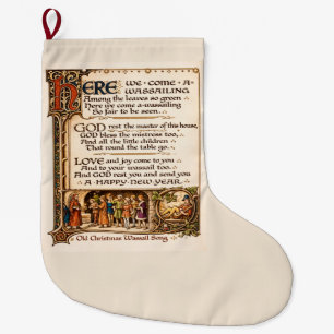 Klassieke Wassail-lied Verluchte Manuscript Kunst  Grote Kerstsok