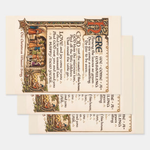 Klassieke Wassail-lied Verluchte Manuscript Kunst Inpakpapier Vel