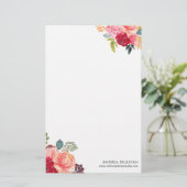 Klassieke Waterverf Bloemen Gepersonaliseerde brie Briefpapier (Staand voorkant)