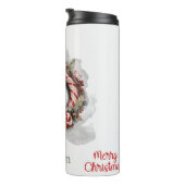 Klassieke Waterverf Candy Cane Kerstkrans Thermosbeker (Geroteerd rechts)