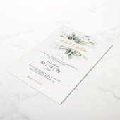 Klassieke Waterverf Eucalyptus Weddenschap Calligr Folie Uitnodiging (Gedraaid)