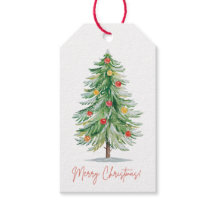 Klassieke Waterverf Kerstboom Gift Tag