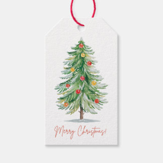 Klassieke Waterverf Kerstboom Gift Tag Cadeaulabel