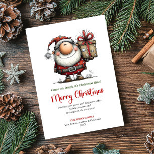 Klassieke Waterverf Kerstman Whimsische Kerstkaart