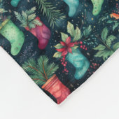 Klassieke waterverf rood & groen kerstkous fleece deken (Hoek)