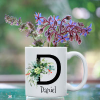 Klassieke waterverf wilde bloemen witte koffie mok
