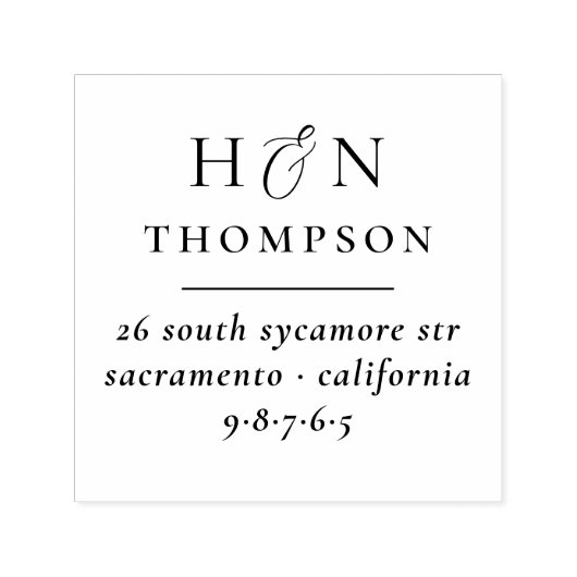 Klassieke weddenschap en terugzendadres Initialen Zelfinktende Stempel (Design)