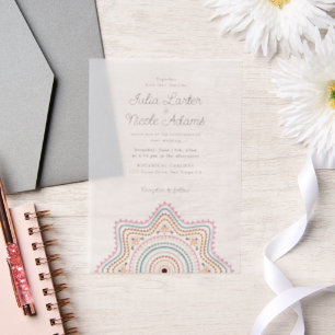 Klassieke Weelderige Art Deco Stijl Mandala Bruilo Vellum Uitnodigingen