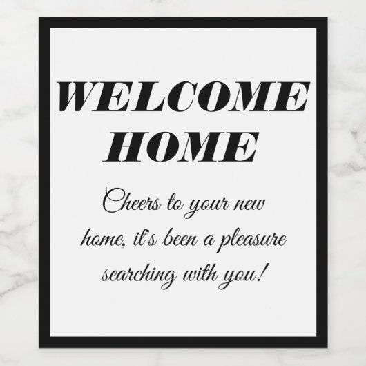 Klassieke - "Welkom thuis"-fles Wijn Etiket (Enkel label)