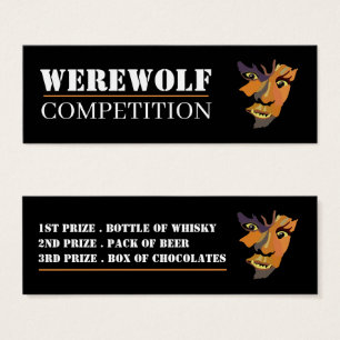 Klassieke Werewolf, Halloween Competition Tickets Mini Visitekaartjes