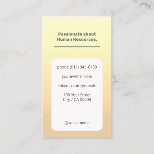 Klassieke werkzoekende Classy Minimalist Ombre Gee Visitekaartje (Achterkant)