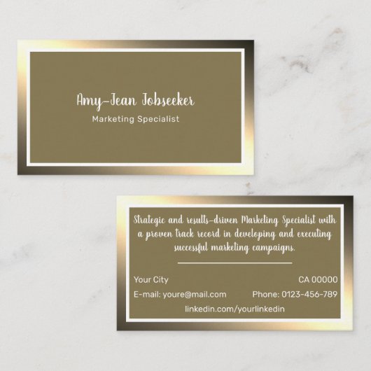 Klassieke Werkzoekende Golden Ombre Eenvoudig Mini Visitekaartje (Voorkant / Achterkant)