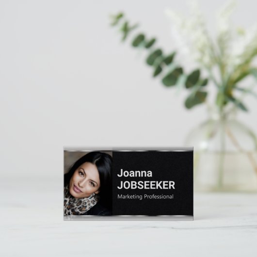 Klassieke werkzoekende minimaal Elegant effen zwar Visitekaartje (Staand voorkant)