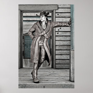 Klassieke Western Cowboy Portret Kunst Poster