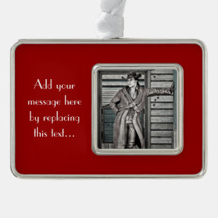 Klassieke Western Cowboy Portret Kunst Verzilverd Kader Ornament