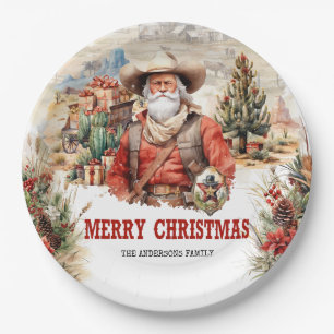 Klassieke westerne stijl Santa sheriff en cowboy Papieren Bordje