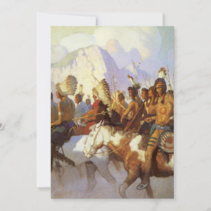Klassieke Westerse Kunst, Indian War Party door NC Kaart