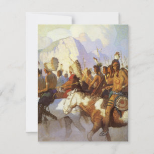 Klassieke Westerse Kunst, Indian War Party door NC Kaart
