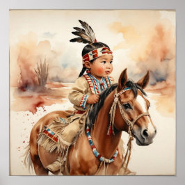 Klassieke westerse kunst Native Amerikaanse baby o Poster