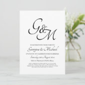 Klassieke White Black Monogram Weddenschap Kaart (Staand voorkant)