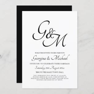 Klassieke White Black Monogram Weddenschap Kaart