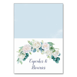 Klassieke White Flowers Buffet Food Labels Kaart
