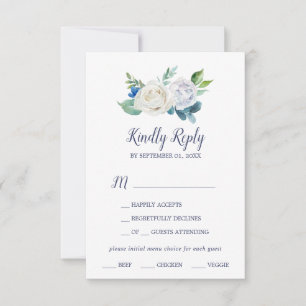 Klassieke White Flowers Menu Keuze RSVP-kaart