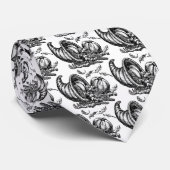 Klassieke Wicker Cornucopia Zwart Wit Illustratie Stropdas (Opgerold)